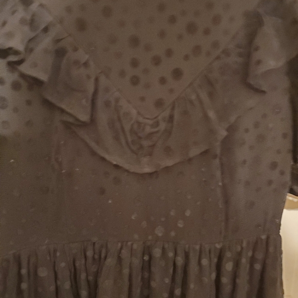 BATSHEVA black flocked tulle short sleeve dress, size 2 - Picture 5 of 13